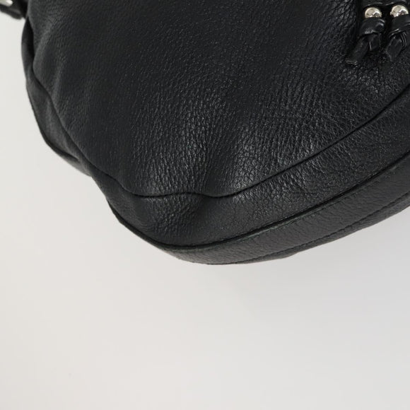 GUCCI Bamboo Chain Shoulder Bag Leather 2way Black Silver 232940 Auth 156168