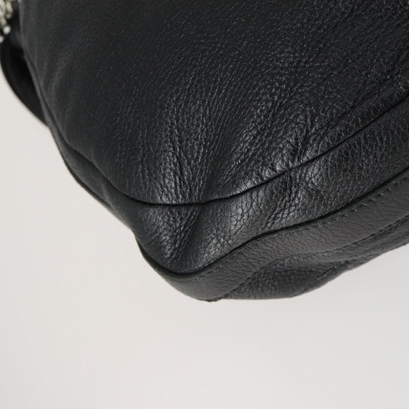 GUCCI Bamboo Chain Shoulder Bag Leather 2way Black Silver 232940 Auth 156168