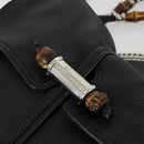 GUCCI Bamboo Chain Shoulder Bag Leather 2way Black Silver 232940 Auth 156168-18