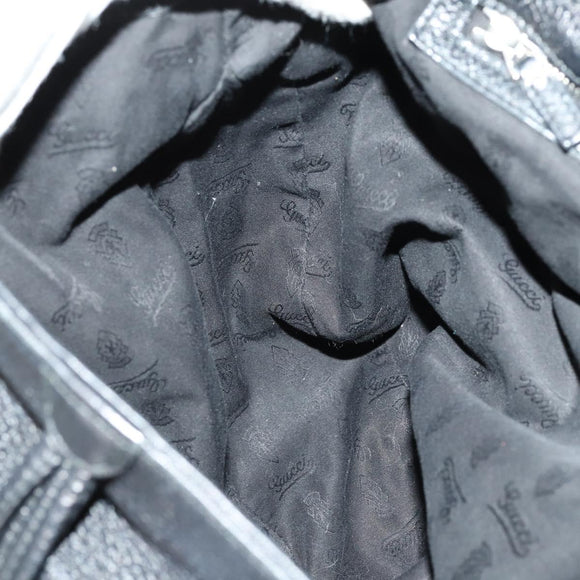 GUCCI Bamboo Chain Shoulder Bag Leather 2way Black Silver 232940 Auth 156168