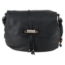 GUCCI Bamboo Chain Shoulder Bag Leather 2way Black Silver 232940 Auth 156168-13