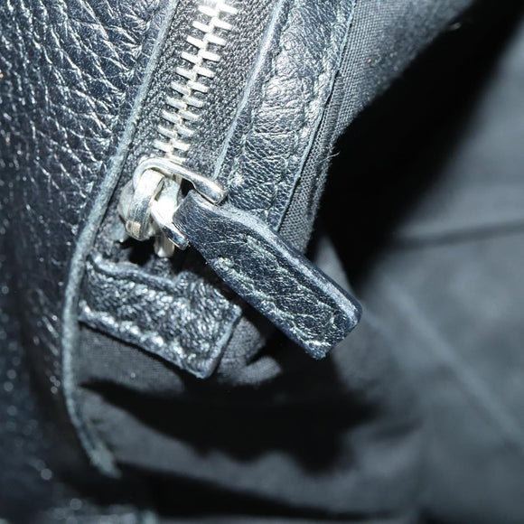 GUCCI Bamboo Chain Shoulder Bag Leather 2way Black Silver 232940 Auth 156168