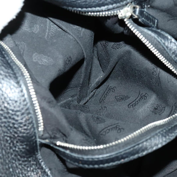 GUCCI Bamboo Chain Shoulder Bag Leather 2way Black Silver 232940 Auth 156168