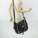 GUCCI Bamboo Chain Shoulder Bag Leather 2way Black Silver 232940 Auth 156168-25