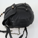 GUCCI Bamboo Chain Shoulder Bag Leather 2way Black Silver 232940 Auth 156168-4