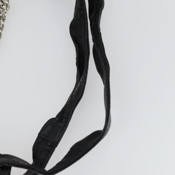 GUCCI Bamboo Chain Shoulder Bag Leather 2way Black Silver 232940 Auth 156168