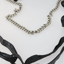 GUCCI Bamboo Chain Shoulder Bag Leather 2way Black Silver 232940 Auth 156168-8