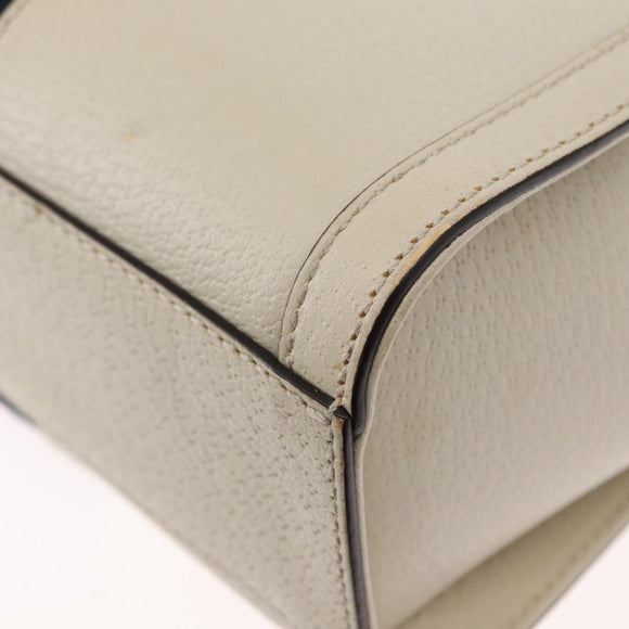 GUCCI Sherry Line Ophidia Hand Bag Leather 2way White Gold 547551 Auth 156169