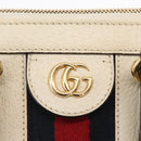 GUCCI Sherry Line Ophidia Hand Bag Leather 2way White Gold 547551 Auth 156169-17