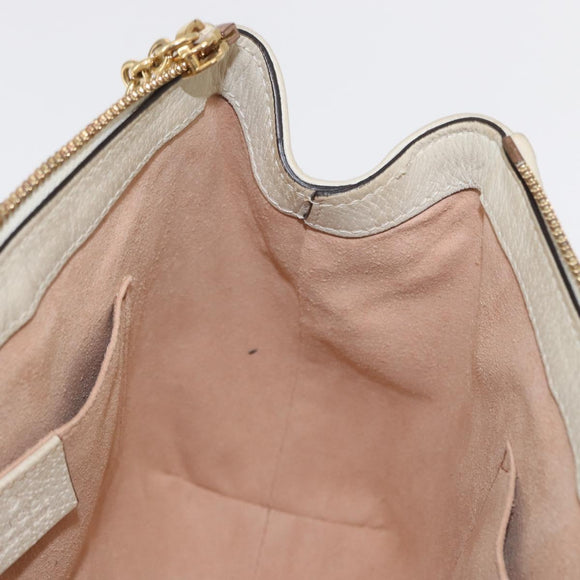 GUCCI Sherry Line Ophidia Hand Bag Leather 2way White Gold 547551 Auth 156169