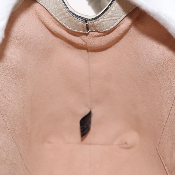 GUCCI Sherry Line Ophidia Hand Bag Leather 2way White Gold 547551 Auth 156169