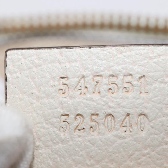 GUCCI Sherry Line Ophidia Hand Bag Leather 2way White Gold 547551 Auth 156169