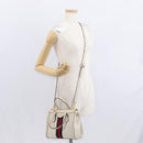 GUCCI Sherry Line Ophidia Hand Bag Leather 2way White Gold 547551 Auth 156169-25