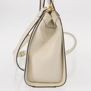 GUCCI Sherry Line Ophidia Hand Bag Leather 2way White Gold 547551 Auth 156169-4