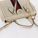 GUCCI Sherry Line Ophidia Hand Bag Leather 2way White Gold 547551 Auth 156169-6