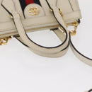 GUCCI Sherry Line Ophidia Hand Bag Leather 2way White Gold 547551 Auth 156169-7