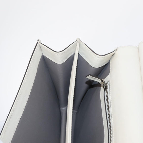 GUCCI Bamboo Shoulder Bag Leather White Silver 370817 Auth 156171