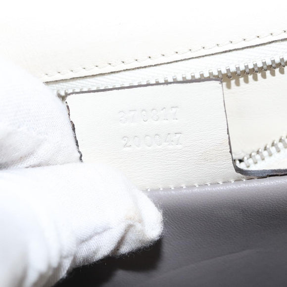 GUCCI Bamboo Shoulder Bag Leather White Silver 370817 Auth 156171