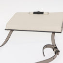 GUCCI Bamboo Shoulder Bag Leather White Silver 370817 Auth 156171-6