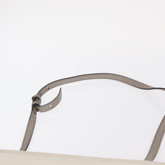 GUCCI Bamboo Shoulder Bag Leather White Silver 370817 Auth 156171