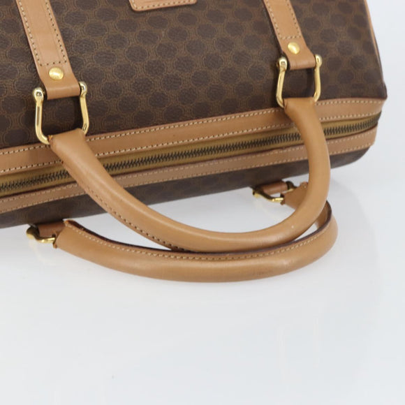 CELINE Macadam Canvas Shoulder Bag PVC Leather Brown Gold Auth 156172