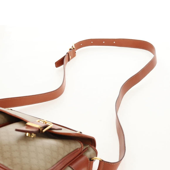 CELINE Macadam Canvas Hand Bag PVC 2way Beige Gold Auth 156173V