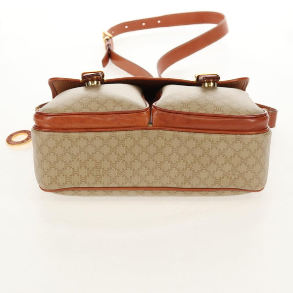 CELINE Macadam Canvas Hand Bag PVC 2way Beige Gold Auth 156173V