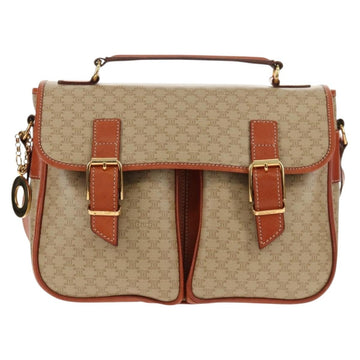 CELINE Macadam Canvas Hand Bag PVC 2way Beige Gold Auth 156173V - 0