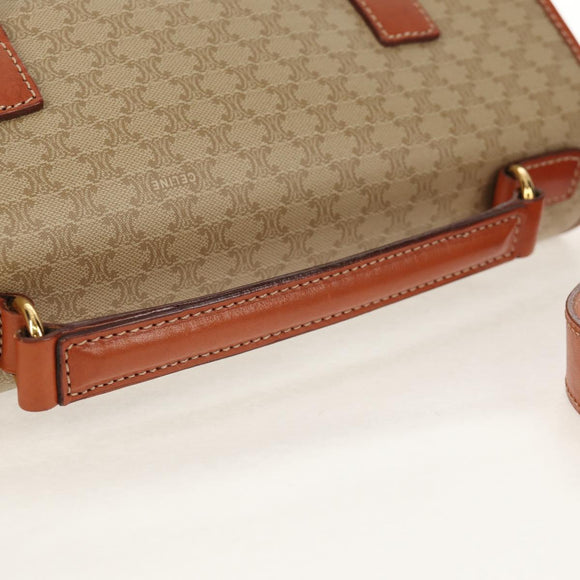 CELINE Macadam Canvas Hand Bag PVC 2way Beige Gold Auth 156173V