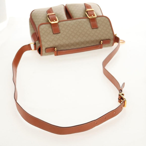 CELINE Macadam Canvas Hand Bag PVC 2way Beige Gold Auth 156173V