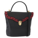 SAINT LAURENT Hand Bag Leather 2way Black Gold Auth 156174-1