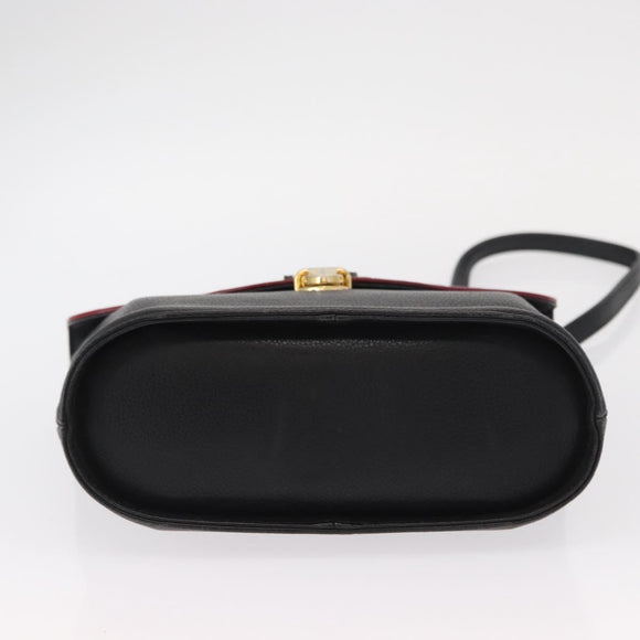 SAINT LAURENT Hand Bag Leather 2way Black Gold Auth 156174