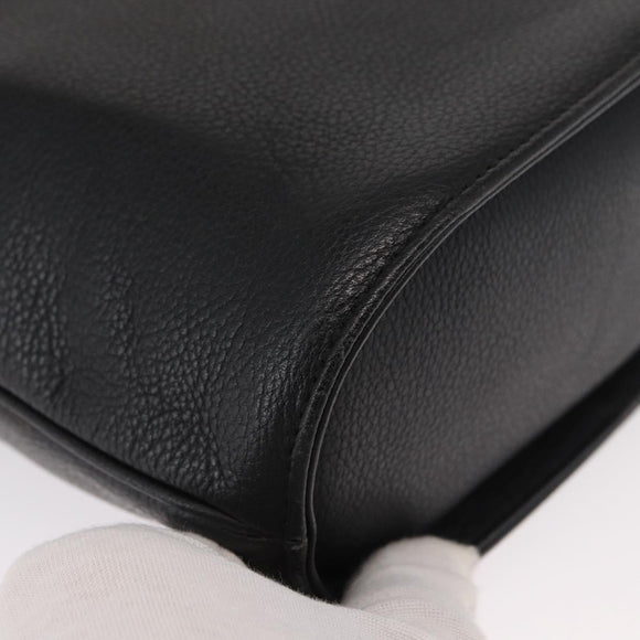 SAINT LAURENT Hand Bag Leather 2way Black Gold Auth 156174