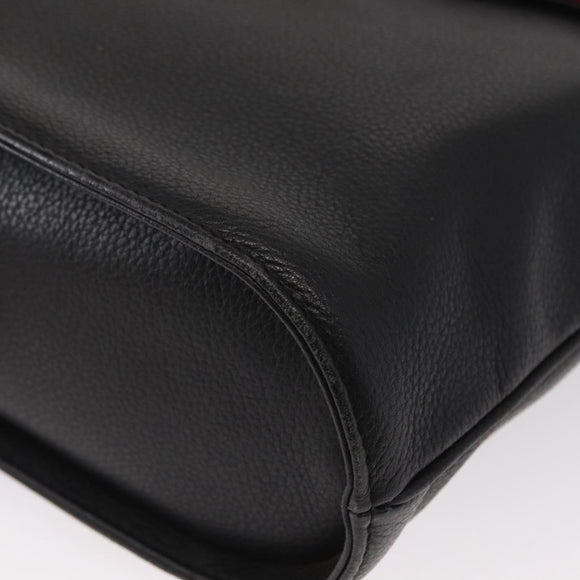 SAINT LAURENT Hand Bag Leather 2way Black Gold Auth 156174