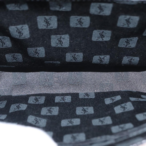 SAINT LAURENT Hand Bag Leather 2way Black Gold Auth 156174