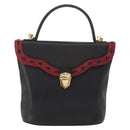 SAINT LAURENT Hand Bag Leather 2way Black Gold Auth 156174-2