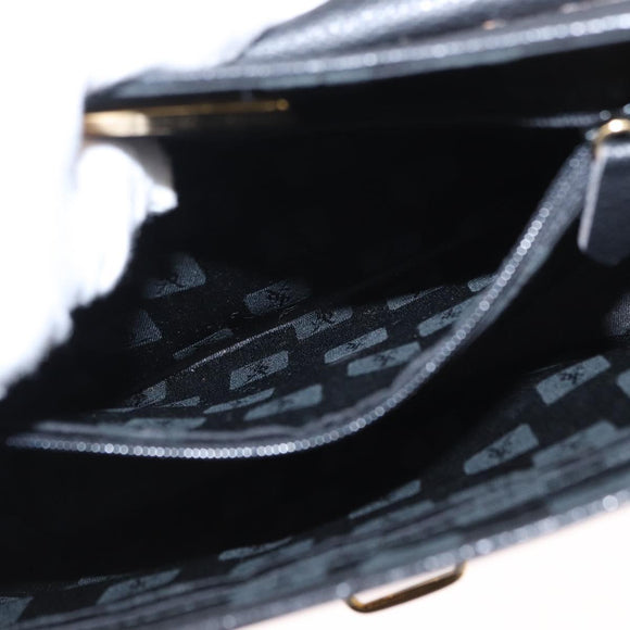 SAINT LAURENT Hand Bag Leather 2way Black Gold Auth 156174