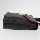 SAINT LAURENT Hand Bag Leather 2way Black Gold Auth 156174-4