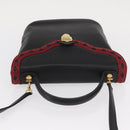 SAINT LAURENT Hand Bag Leather 2way Black Gold Auth 156174-6