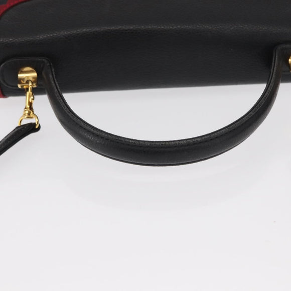 SAINT LAURENT Hand Bag Leather 2way Black Gold Auth 156174