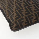 FENDI Zucca Canvas Shoulder Bag Black Brown gold Auth 156175-11