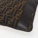FENDI Zucca Canvas Shoulder Bag Black Brown gold Auth 156175-12