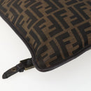 FENDI Zucca Canvas Shoulder Bag Black Brown gold Auth 156175-13