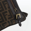 FENDI Zucca Canvas Shoulder Bag Black Brown gold Auth 156175-14
