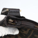 FENDI Zucca Canvas Shoulder Bag Black Brown gold Auth 156175-15