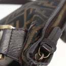 FENDI Zucca Canvas Shoulder Bag Black Brown gold Auth 156175-16