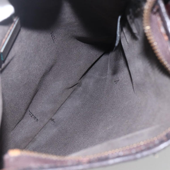 FENDI Zucca Canvas Shoulder Bag Black Brown gold Auth 156175