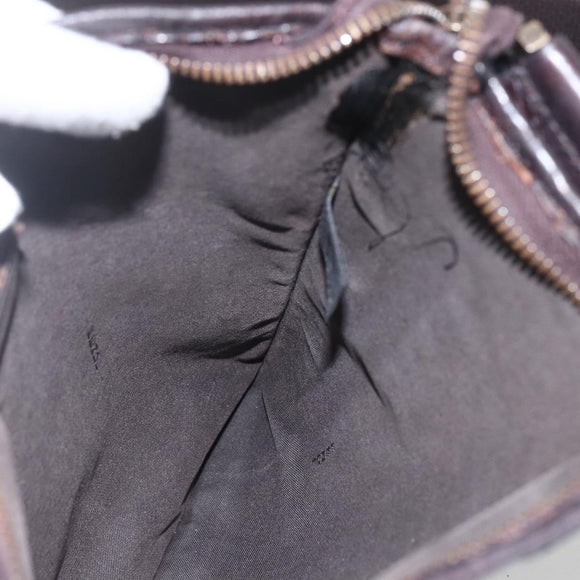 FENDI Zucca Canvas Shoulder Bag Black Brown gold Auth 156175