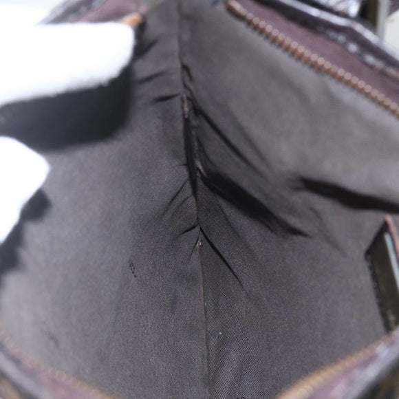 FENDI Zucca Canvas Shoulder Bag Black Brown gold Auth 156175