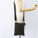 FENDI Zucca Canvas Shoulder Bag Black Brown gold Auth 156175-24